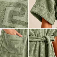 Peignoir court de luxe en coton jacquard éponge avec poches, léger, pour la plage et la piscine