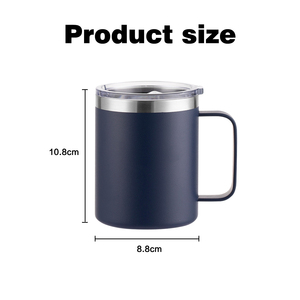 Vaso al vacío de doble pared de 12 Oz con logotipo personalizado, tazas de café aisladas con recubrimiento en polvo de acero inoxidable, Asa con tapa - Product Image 5