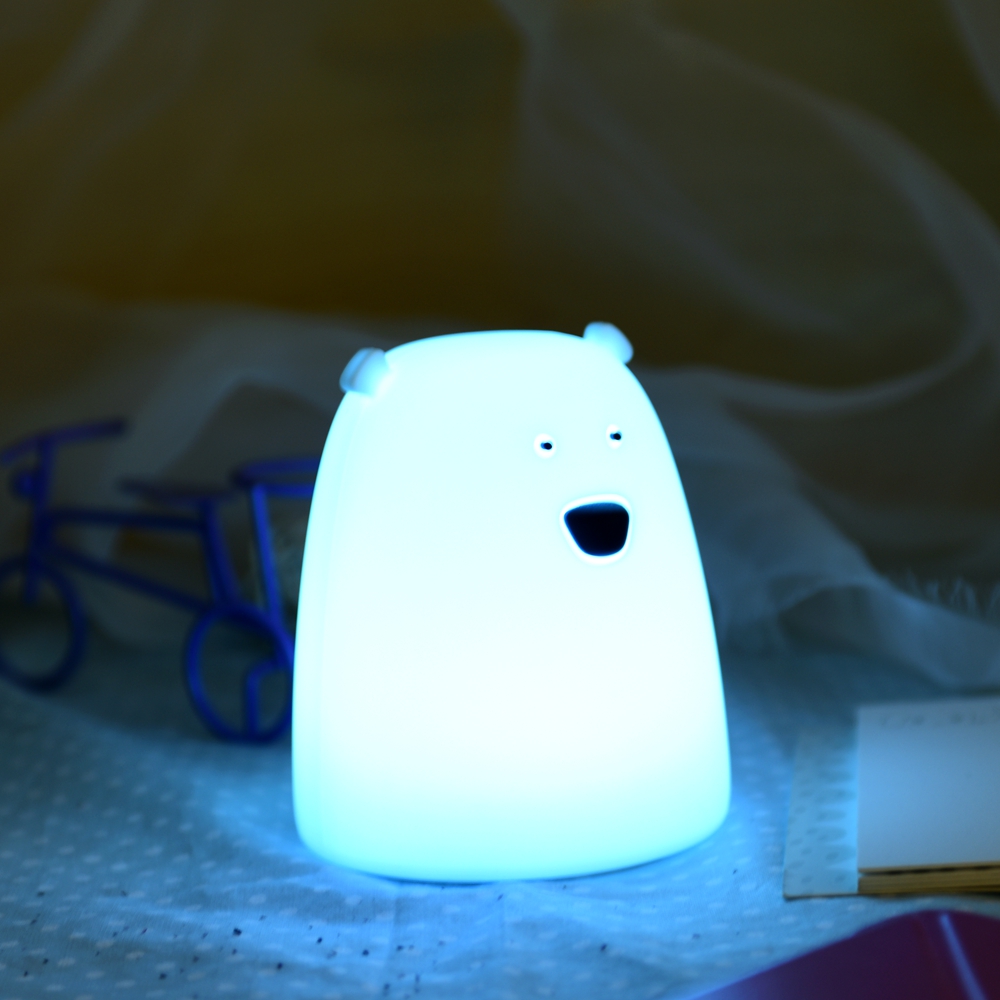 Светодиодный силиконовый ночник на батарейках для детей 7 цветов