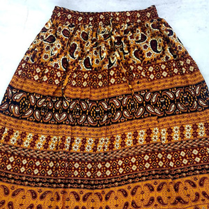 Womens Animal Print Cotton <b>Skirt</b> <b>Elastic</b> Waist Drawstring Closure Casual Wear Natural Fabric Comfortable Style - Product Image 3