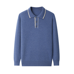 GUOOU Lapel Cashmere Inside Out Wearing Cashmere <strong>Polo</strong> 2023 New Jersey Men 100% Pure Cashmere Sweater - Product Image 1