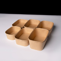 Lot de 3 boîtes alimentaires rectangulaires en papier kraft, jetables, avec couvercles, pour plats à emporter, personnalisables avec logo OEM, vente en gros, boîte écologique