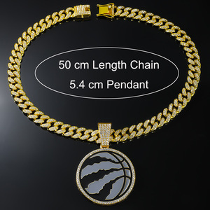 สร้อยคอจี้บาสเก็ตบอลสีดำดีไซน์ยอดนิยมขายดี สร้อยคอแฟชั่นฮิปฮอปสำหรับผู้ชาย ขายส่งเครื่องประดับ - Product Image 5