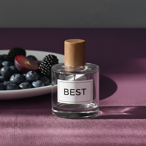 Chai nước hoa thủy tinh hình trụ cao cấp 30ml/50ml, đáy nặng, chai xịt rỗng, nắp gỗ, in lụa, có thể tùy chỉnh - Product Image 1