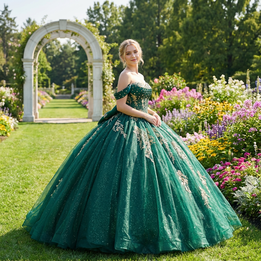 green emerald velvet dress CC2998 Tiered Gown