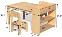 Table d'activités et 2 chaises en bois pour enfants, bureau d'artisanat portable, organisateur de fournitures artistiques pour enfants