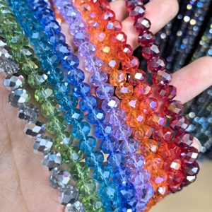 Perle di Vetro Rondelle Cechi da 8mm AB all'<span class=keywords><strong>Ingrosso</strong></span>, <span class=keywords><strong>Perline</strong></span> Distanziatrici Colorate per Bracciali e Collane, Perle di Vetro Lampwork in Cristallo - Product Image 5
