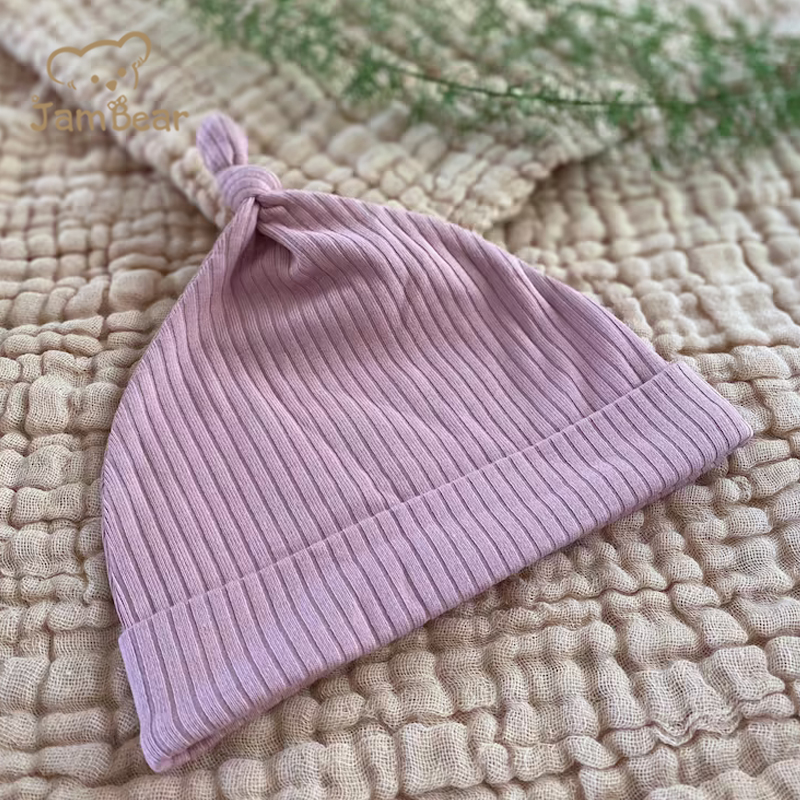 Органический хлопок, шляпа с узлом в рубчик, экологичные Детские шапочки, устойчивая детская шапка, хлопковая шапочка