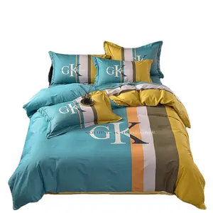 आधुनिक सरल डिजाइन bedsheet होम रजाई कपास बिस्तर सेट 100% कपास बिस्तर शीट सेट
