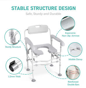 Siège de toilette surélevé auxiliaire sans perçage avec mains courantes, équipement de sécurité <span class=keywords><strong>pour</strong></span> salle de bain <span class=keywords><strong>pour</strong></span> personnes âgées, rampes de toilette d'assistance - Product Image 4