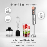 Mixeur Plongeant 4-en-1 en Acier Inoxydable 400W 2 Vitesses avec Fouet Double, Hachoir, Bol et Lame SS304 Certifiée VDE pour Cuisine
