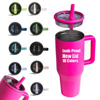 Tasse thermique en acier inoxydable avec logo personnalisé, gobelet de 30oz 40oz avec paille anti-éclaboussures et poignée, vente en gros en vrac