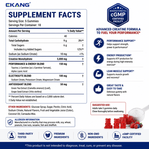Gummies de Créatine Monohydrate Multi-Ingrédients 5000mg, Complément Alimentaire Saveur Baies Mixtes, Gummies Oursons pour le Fitness et l'Entraînement - Product Image 2