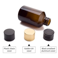 Flacon vide en verre ambré de 15 ml à épaule inclinée, avec bouchon à vis, pour tonique facial marocain et diffuseur à bâtonnets, givré et imprimé