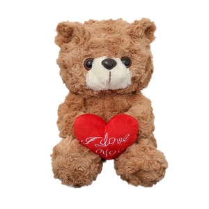 Orsacchiotto di Peluche Coppia con Fiore per Principessa Natale Matrimonio Gioco di Lancio Antistress Ricamato in Cotone PP - Product Image 1
