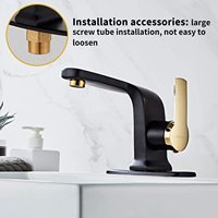 Robinet de lavabo moderne noir et or en laiton, mitigeur de lavabo à poser, eau chaude et froide, vente en gros usine