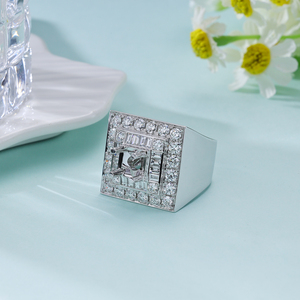 Anillos de oro blanco macizo de 18 quilates hechos a mano para hombre, de lujo, con diamantes blancos naturales de alta calidad, semi-montados. - Product Image 4