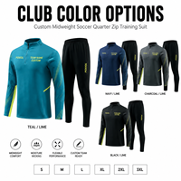 Hauts d'entraînement de football personnalisés à col zippé sublimés, pantalons longs mi-lourds pour clubs et académies, commandes en gros, ajustement durable et personnalisé