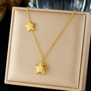Star Necklace Gold Plated Stainless Steel Five Pointed Pendant Clavicle Chain Short For Women Daily Wear Gift - Product Image 1