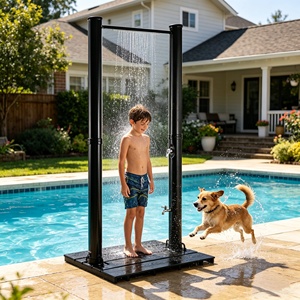 Douche solaire extérieure CYEN 40L noire à contrôle précis de la température, montage facile, très vendue - Product Image 1