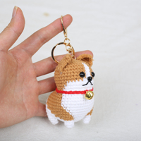 Porte-clés en crochet fait main super mignon motif chien Corgi, breloque pendentif pour sac, vente en gros