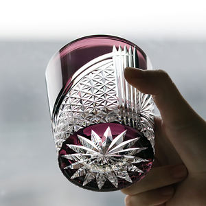 <span class=keywords><strong>Verre</strong></span> à whisky japonais à l'ancienne LACC multicolore 8 oz (250 ml) Edo Kiriko <span class=keywords><strong>Crane</strong></span> Design, sculpté à la main, motif en diamant en pente, cristal - Product Image 4