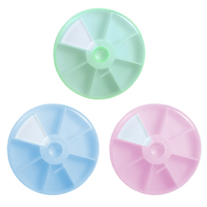 Caja de pastillas semanal de <span class=keywords><strong>7</strong></span> días, organizador redondo de <span class=keywords><strong>7</strong></span> rejillas, caja de medicinas, caja de almacenamiento de un día para pastillas sin dañar las manos - Product Image 6