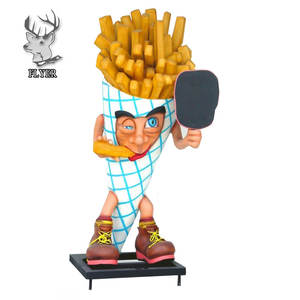 Levensgrote Handgemaakte Custom Winkelcentrum Decoratie Glasvezel Voedsel Sculptuur Grote Hotdog En Frietjes Hars Standbeeld - Product Image 5