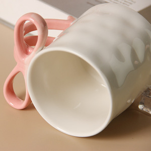 Taza de café de cerámica creativa con lazo, 12 oz, tazas de café de cerámica al por mayor - Product Image 3