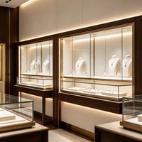 Comptoirs de bijouterie, vitrine à pendentifs, vitrine en verre avec éclairage LED, couleurs personnalisables et design durable