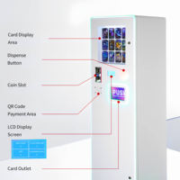 Distributeur de cartes mini sur pied personnalisé avec autocollants, machine de jeu à monnayeur, support de code QR et accepteur de billets