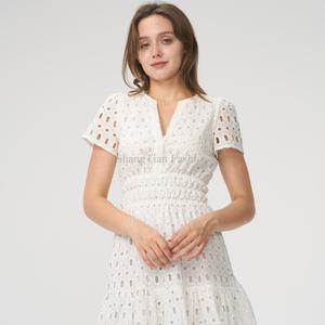 Robes pour femmes en vente chaude, robes décontractées d'été, tissu en coton maillé, robe élégante personnalisée à la mode, mini robe pour femmes - Product Image 5