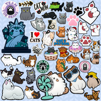 Charms de chaussures adorable chat en PVC personnalisé dessin animé chaton accessoires pour sabots filles femmes cadeau en vrac chat mignon Animal Charms de chaussures