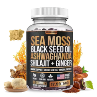 Gummies de mousse de mer bio Ausreson : Complexe d'huile de graines noires d'Irlande, Ashwagandha, Gingembre, Shilajit et Crinière de lion