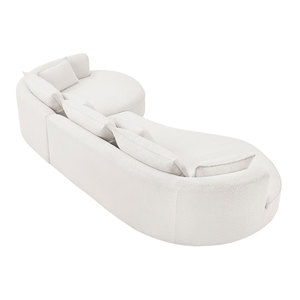 Canapé Moderne <span class=keywords><strong>Blanc</strong></span> Inclinable <span class=keywords><strong>Convertible</strong></span> Inclinable avec Forme Ingénieuse Revêtement en Tissu à Cadre en Métal pour Salon Hôtel Chambre à Coucher - Product Image 3