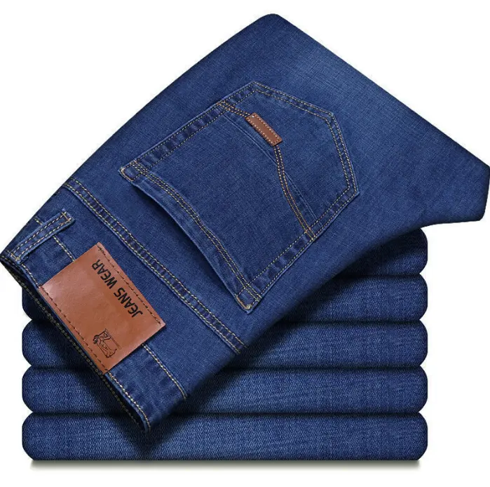 Dunne En Lichte Zomer Aangepaste Grote Maat Heren Jeans Elastische Kracht Broek Met Hoge Taille Past Bij Alles