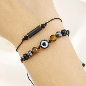 Nueva pulsera de piedra de cuentas tejida hecha a mano Simple amatista Ojo de Tigre Rosa cristal pareja amistad pulsera ajustable mujeres hombres - Product Image 3