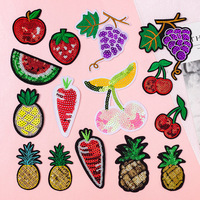 Patch brodé à l'ordinateur avec des fruits en sequins, pastèque, fraise, décoration pour bébé, accessoires de costume brodés avec des sequins
