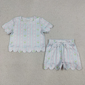 Ensemble de vêtements décontractés pour filles, tendance, motif floral, manches courtes, short, tenue d'été 2 pièces pour tout-petits - Product Image 6