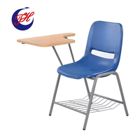 Chaise de formation professionnelle moderne pliable avec cadre en acier creux élargi et tableau d'écriture