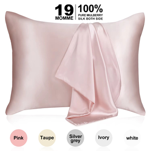 Funda de Almohada de Seda Natural de Morera Rosa de 19 mm por Ambos Lados, para Cabello y Piel, con Cierre Oculto - Product Image 1