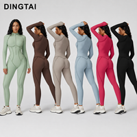 Combinaison une pièce Dingtai à blocs de couleur contrastés, demi-zip, pour femme, vêtement de sport, anti-transpiration, sans couture, bretelles spaghetti