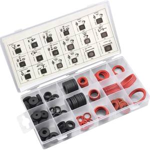 Kit Combinato di Guarnizioni in Acciaio, Carta e Gomma Rosse e Nere da 141 Pezzi, Anelli di Tenuta in Gomma Resistenti alle Alte Temperature, O-ring - Product Image 2