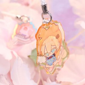 Porte-clés personnalisé en acrylique époxy imprimé UV double face, avec sangle métallique, paillettes et breloque de téléphone colorée en forme de dessin animé - Product Image 3