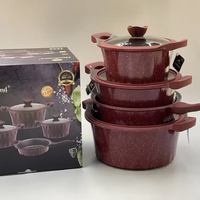 Ensemble d'ustensiles de cuisine antiadhésifs en aluminium moulé, batterie de casseroles et poêles en aluminium pour la cuisine domestique