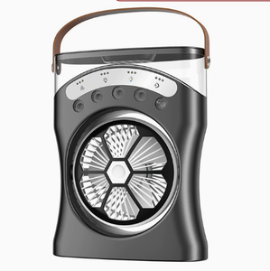 Ventilateur de bureau portable rechargeable USB, mini <span class=keywords><strong>climatiseur</strong></span> de bureau avec poignée et lumière - Product Image 6