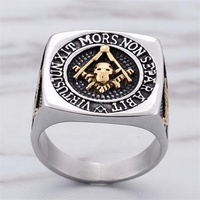 Anillos de Acero Inoxidable con Acabado Vintage de la Tienda Yiwu Aceon Alibaba, Anillos Masónicos con Grabado de la Libertad para Hombre
