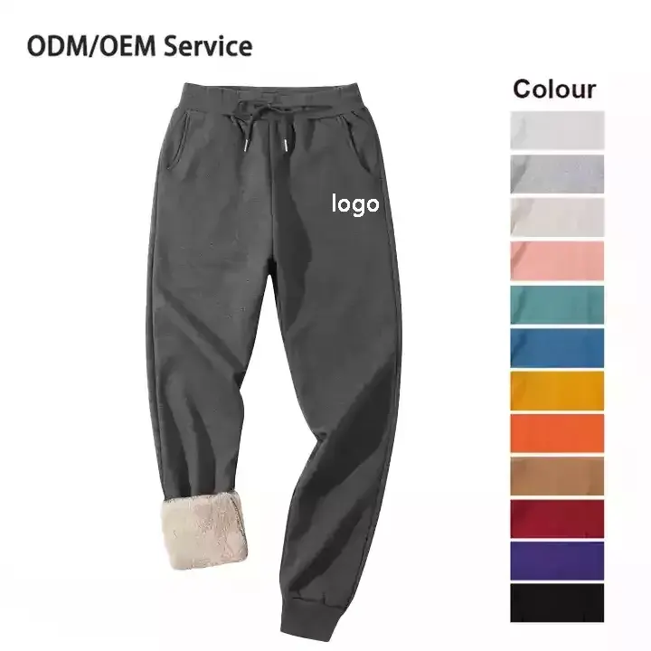 Custom Mens Joggers Casual Pants Women Sherpa Lined Fleece Sweatpants Black Outdoor Jogger Trackpants Men's Pants   Trousers