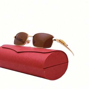 Lunettes de soleil de créateur 2022, marque célèbre, avec boîte, nouvelle qualité supérieure, lunettes PantherMetal, luxe, hommes femmes, petite monture. - Product Image 2