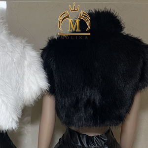 Sexy Damenkleidung Modisches Fell-Patchwork Crop Top + PU-Leder Shorts 2-teiliges Set Mädchen Sexy Club PU Zweiteiler Damen - Product Image 3